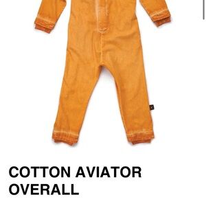Nununu Cotton Aviator Overall Dyed Tangerine Sz 4/5 Runs Big